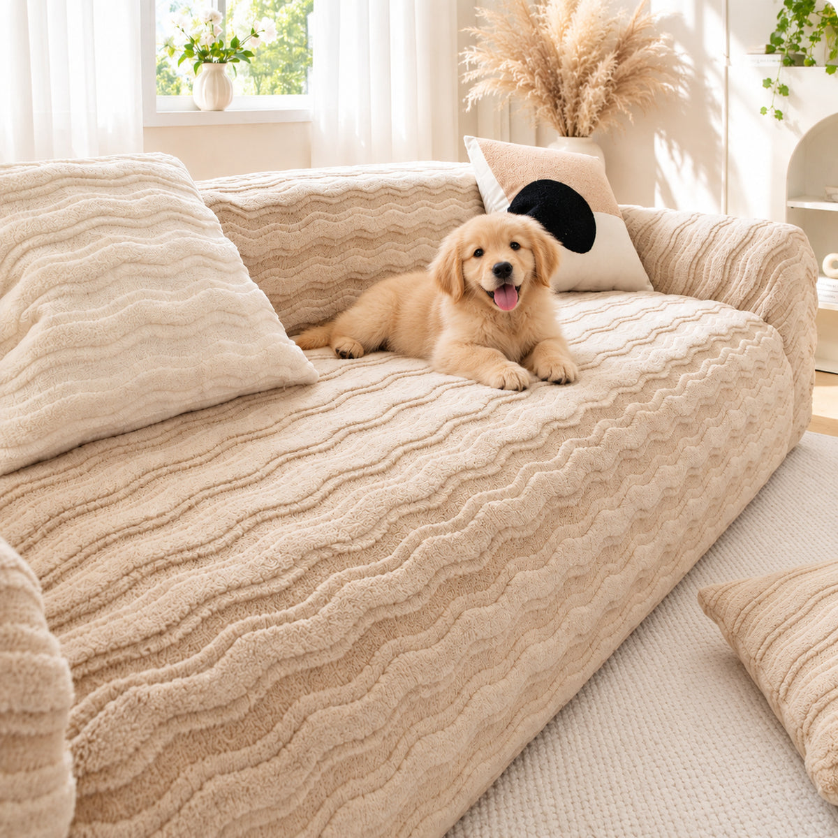 Sofa Cover | Winter Flannel Sofa Protector | Washable & Anti-Scratch