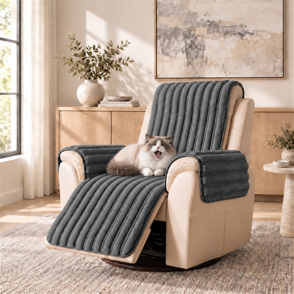 Waterproof Sofa & Recliner Cover | Ribbed Plush | Non-Slip, Machine Washable
