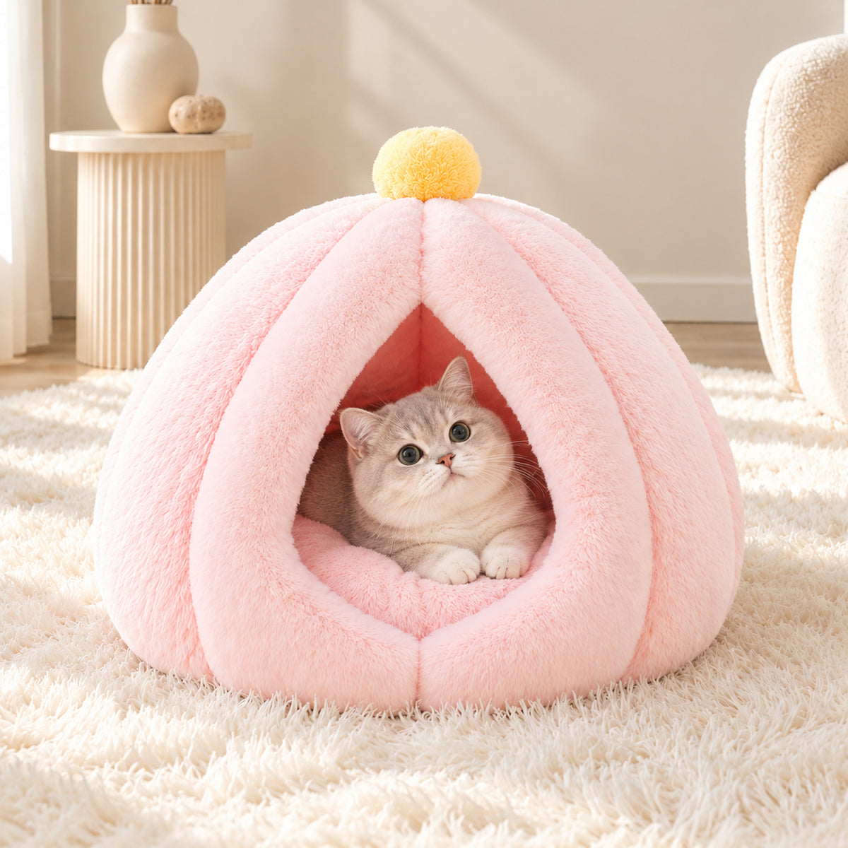 Pumpkin Cat Bed & Dog Bed | Cosy Winter Cave