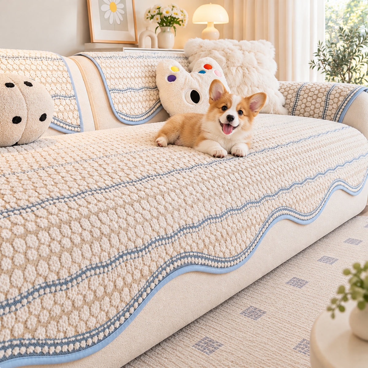 Puffy Bubble Sofa Cover | Soft, Non-Slip & Machine Washable