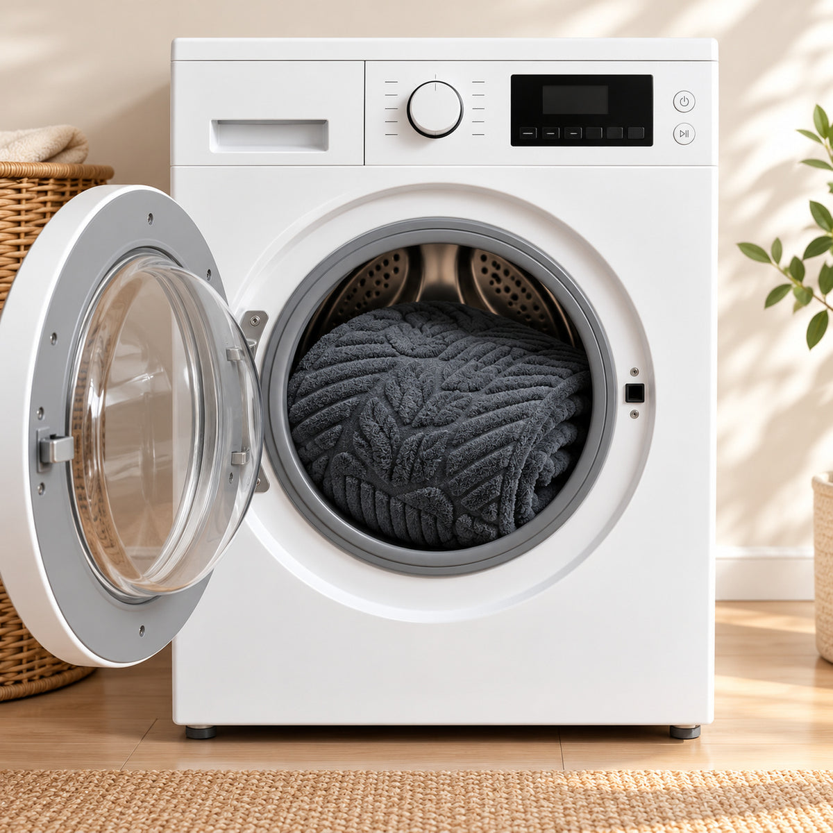 Leaf-Pattern Soft Fleece Sofa Cover | Non-Slip & Machine Washable
