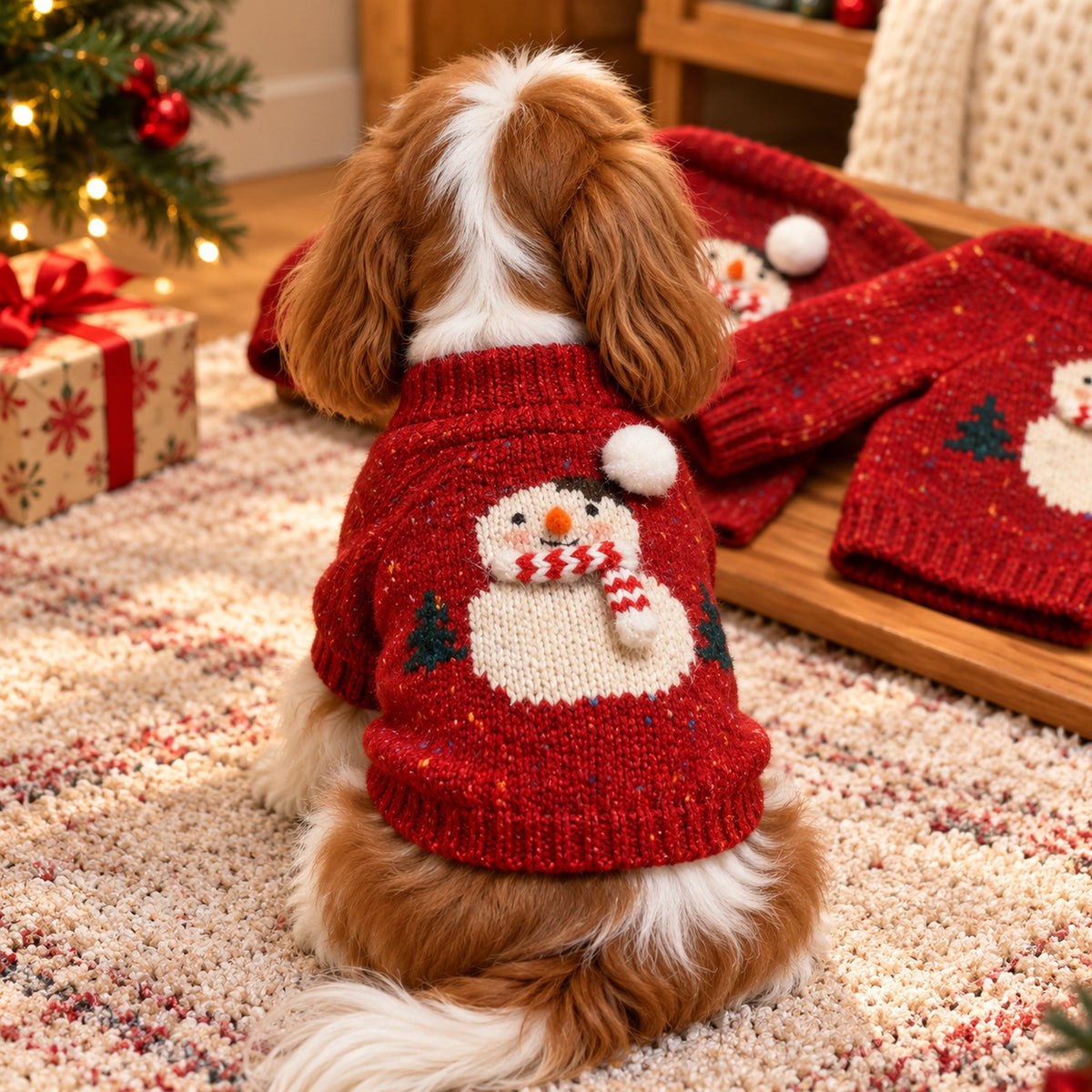 Snowman Christmas Jumper for Dog & Cat | Knitted Pet Sweater