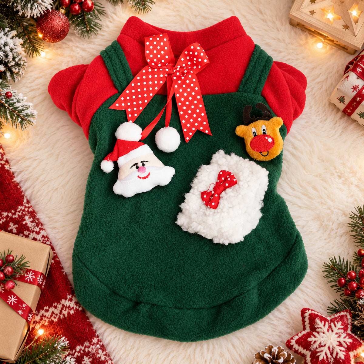 Dog Christmas Jumper | Santa & Reindeer Outfit for Dogs & Cats