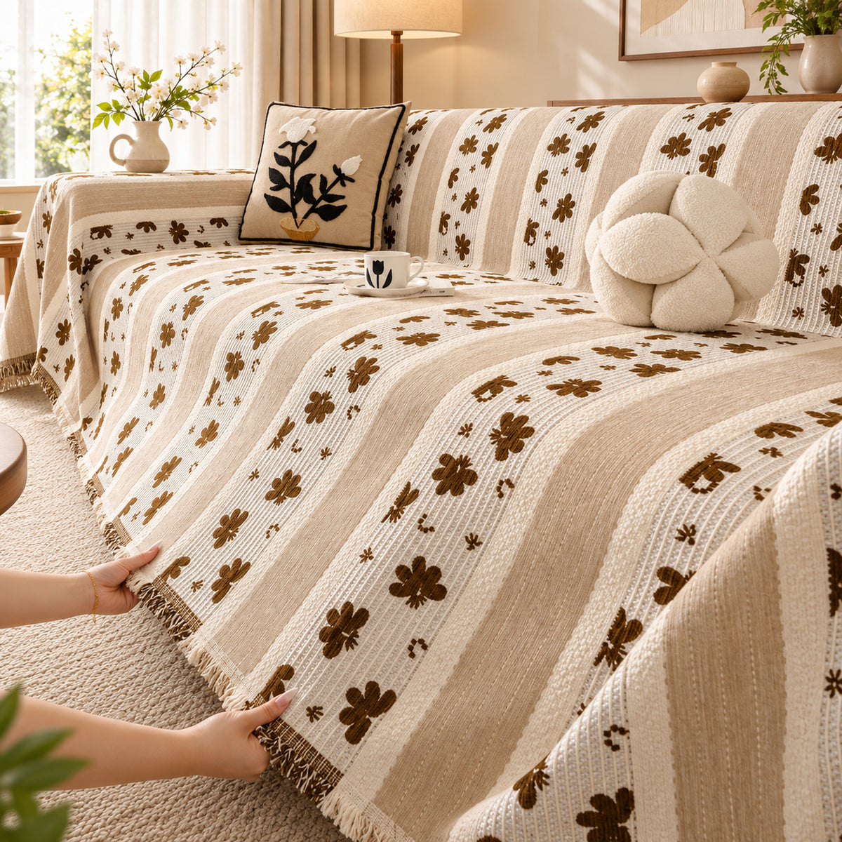 Sofa Cover & Chenille Sofa Throw | Daisy Lane | Machine Washable