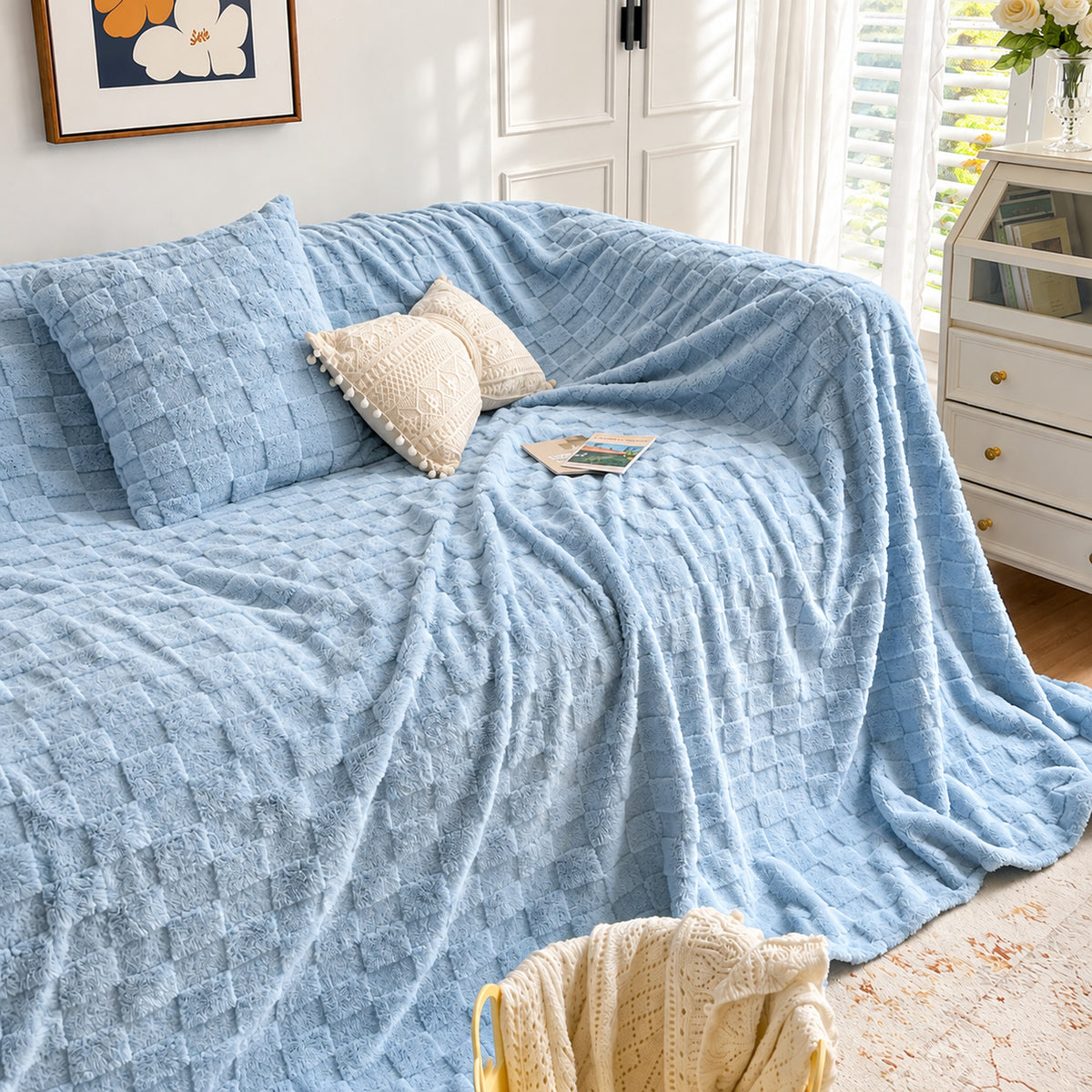 Sofa Cover | Double-Sided Plush Flannel Sofa Throw | Warmth for Autumn & Winter