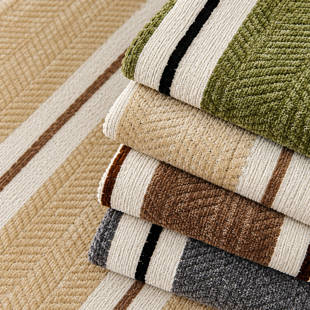 Chenille Sofa Cover | Striped Non-Slip Sofa Protector