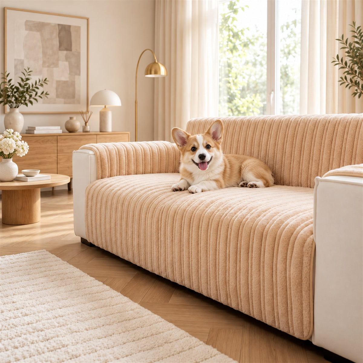 Waterproof Sofa & Recliner Cover | Ribbed Plush | Non-Slip, Machine Washable