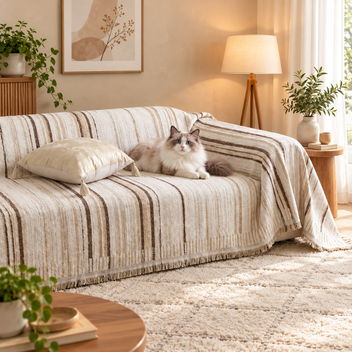 Chenille Sofa Cover | Non-Slip Sofa Throw | Scratch-Resistant & Machine Washable