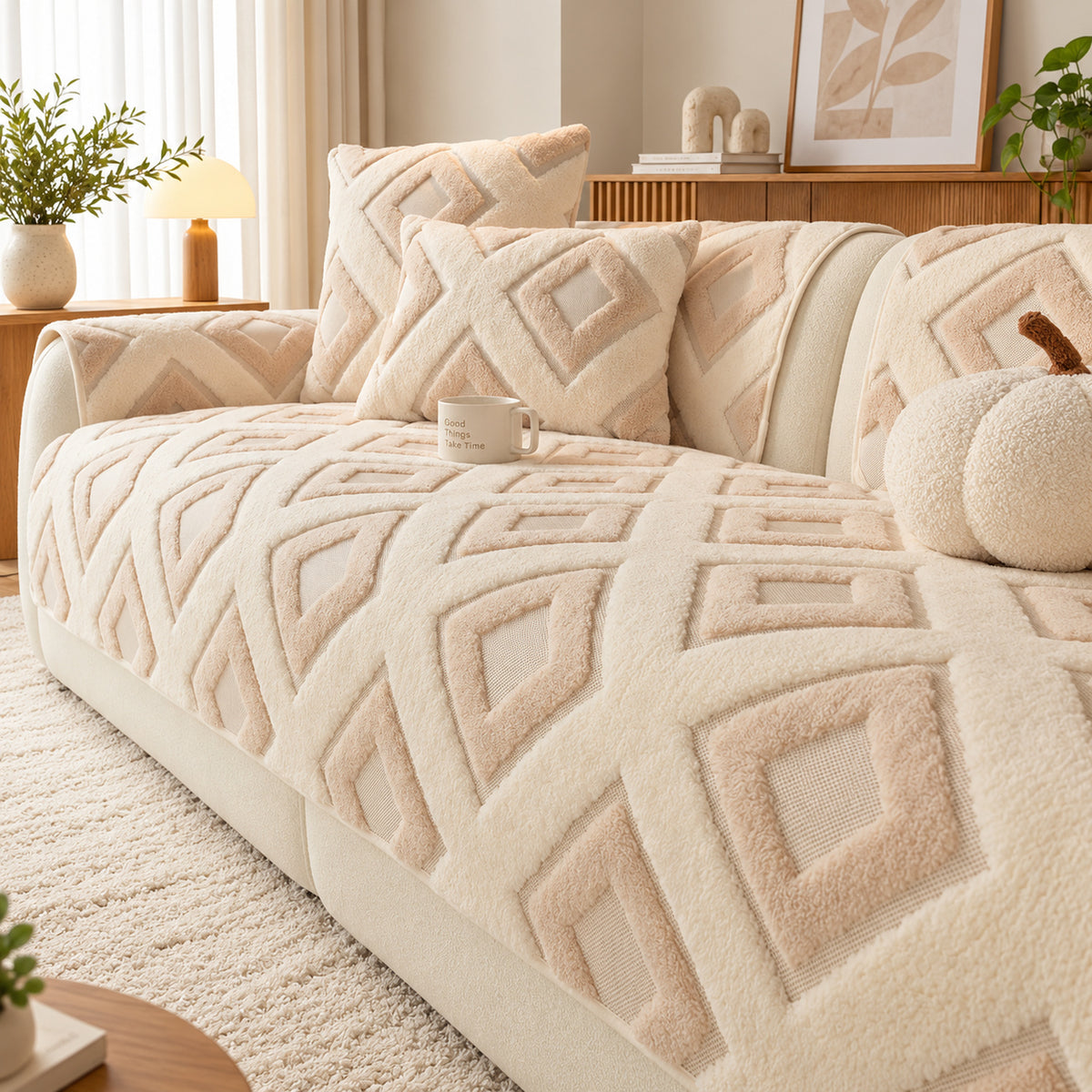 Winter Sofa Cover | Soft Cotton Fleece Non-Slip Sofa Protector
