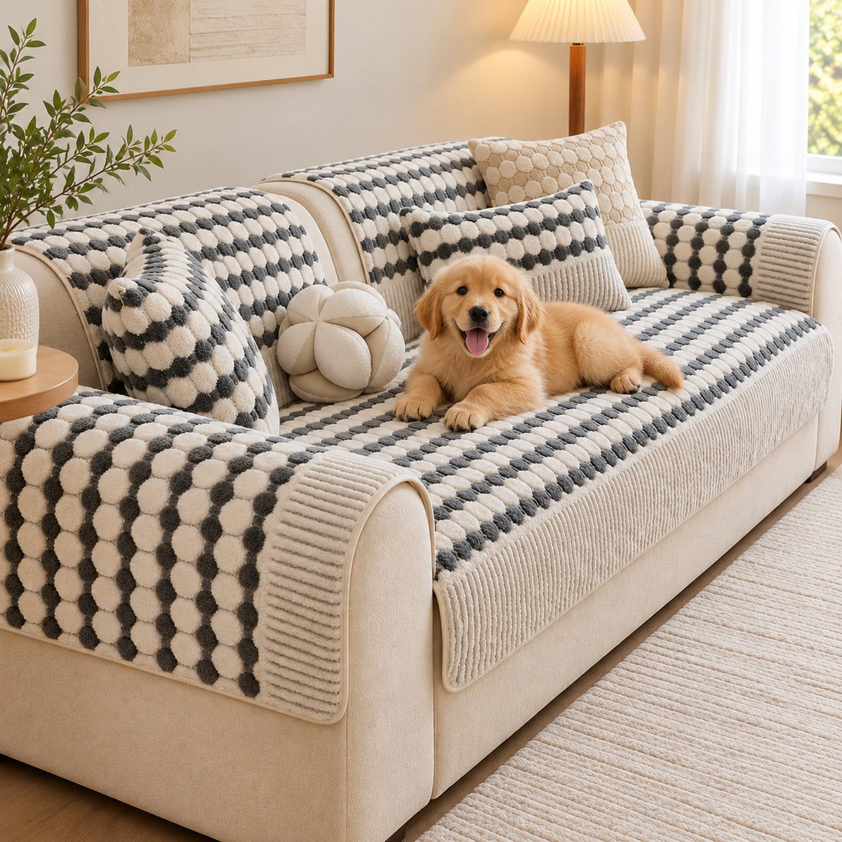 Bubble Textured Sofa Cover | Non-Slip Washable | Sofa Protector