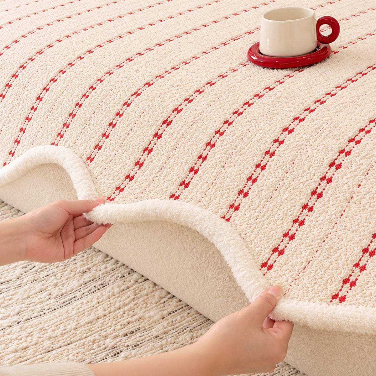 Christmas Sofa Cover | Non-Slip Plush Sofa Protector with Star Detail | Machine Washable
