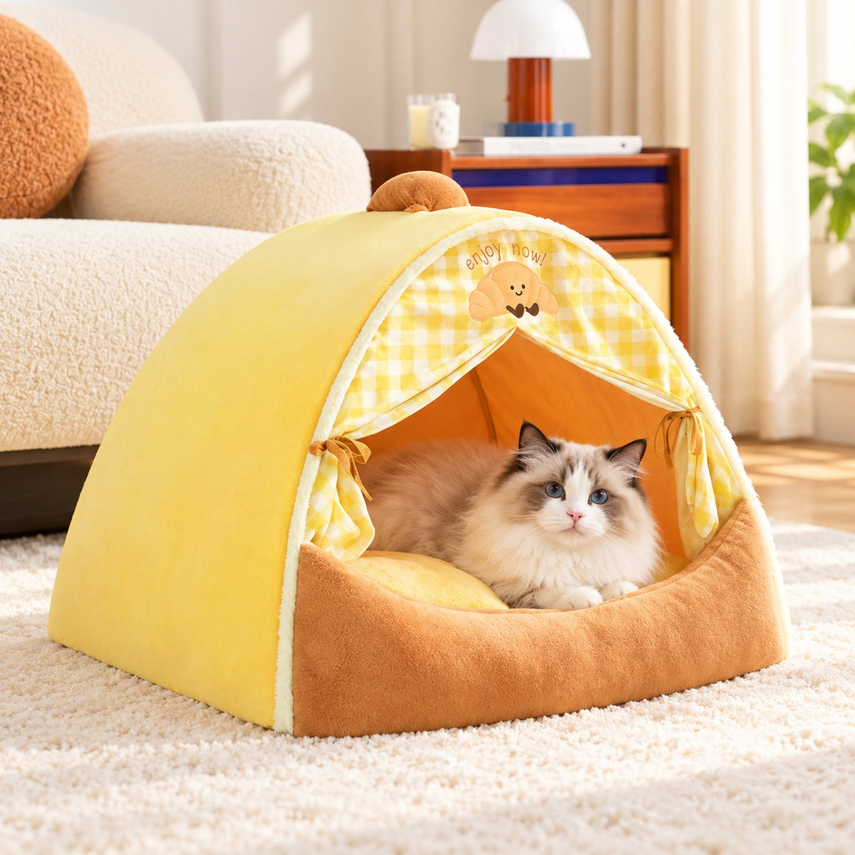 Dog Bed & Cat Bed | All-Season Cave with Washable Cushion & Non-Slip Base