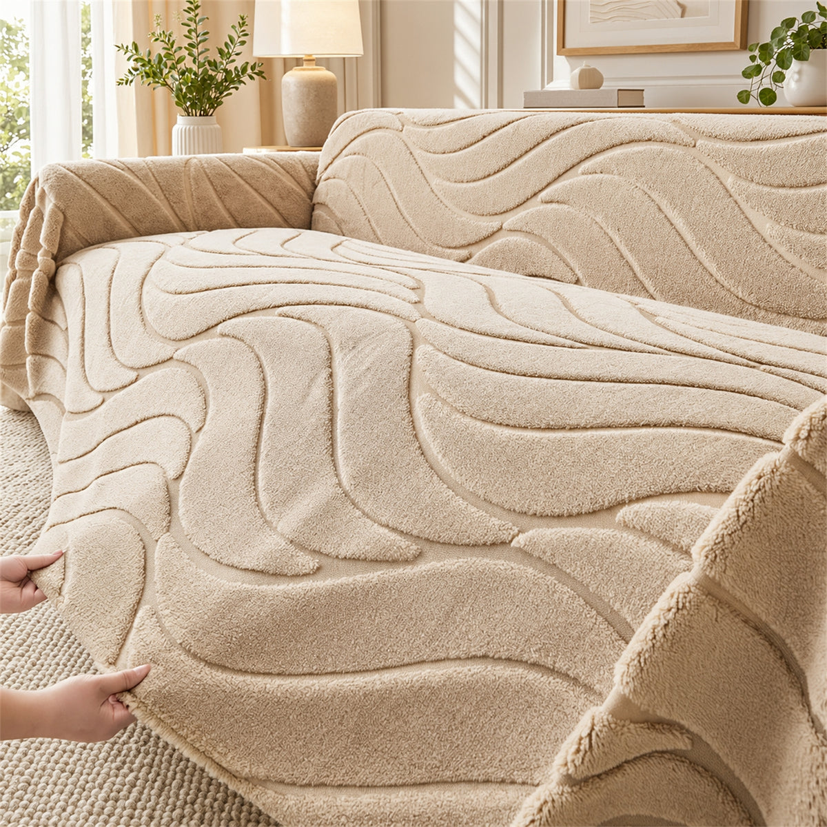 Textured Sofa Throw | Soft Plush | Machine-Washable Sofa Protector