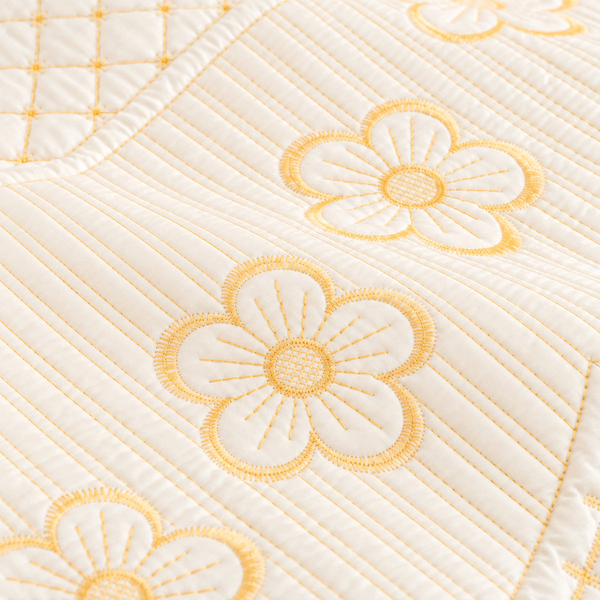 Scalloped Floral Cotton Sofa Cover | Non-Slip & Machine Washable