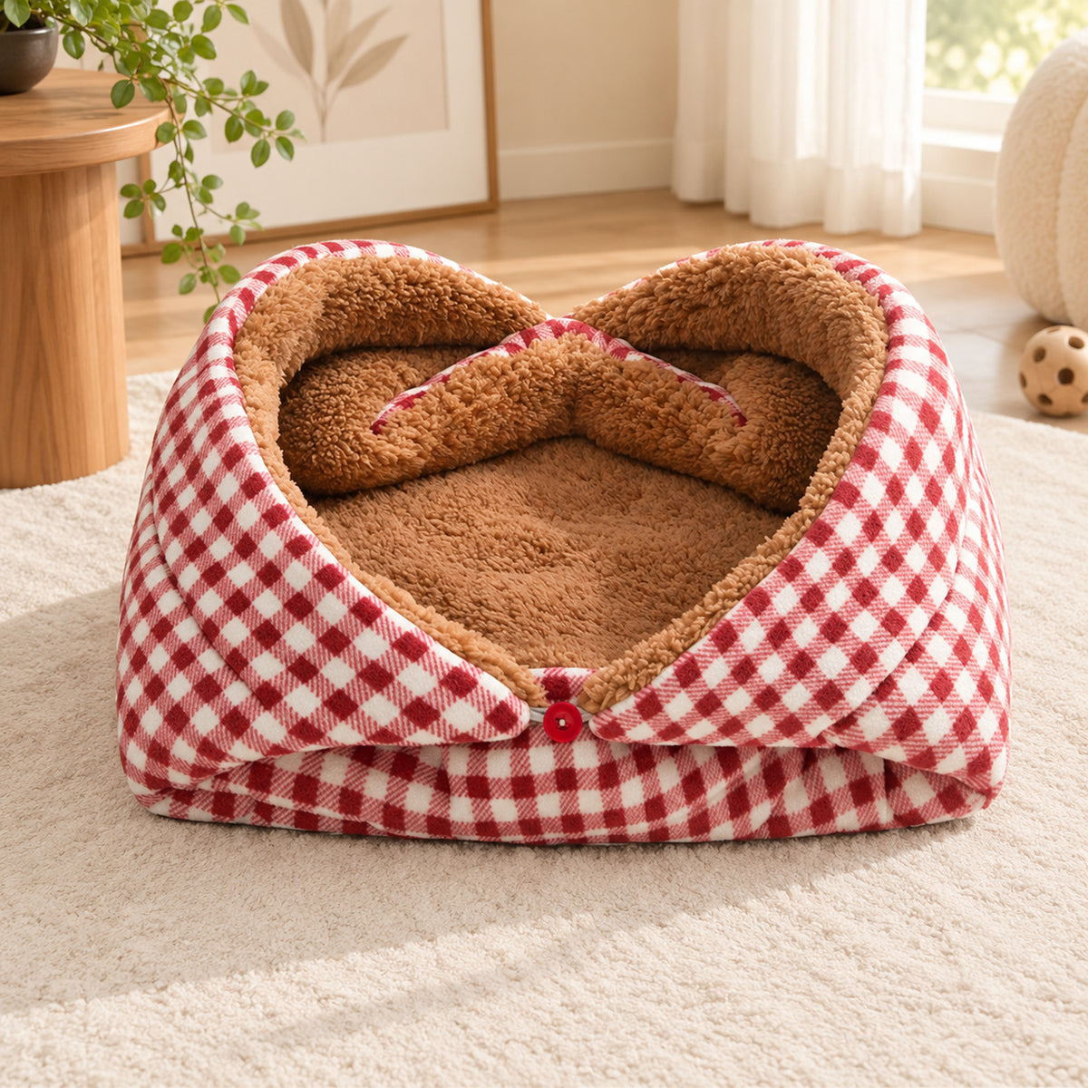 Dog Bed & Cat Bed | Convertible Plush Winter Nest | Hand-Washable