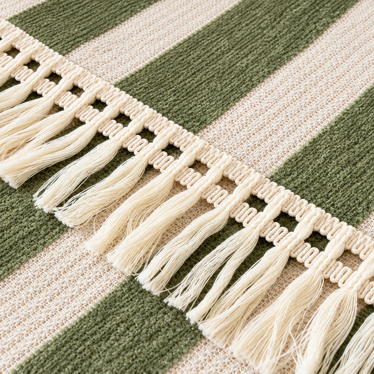 Chenille Sofa Cover | Non-Slip & Machine-Washable | Sofa Protector with Stripes and Fringe