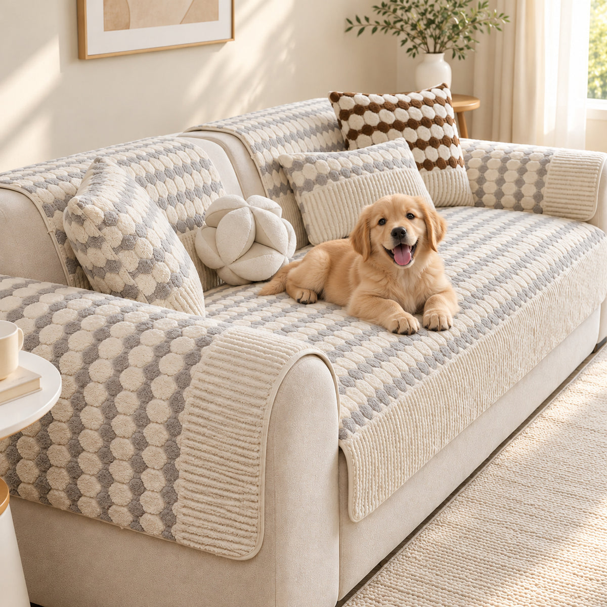 Bubble Textured Sofa Cover | Non-Slip Washable | Sofa Protector