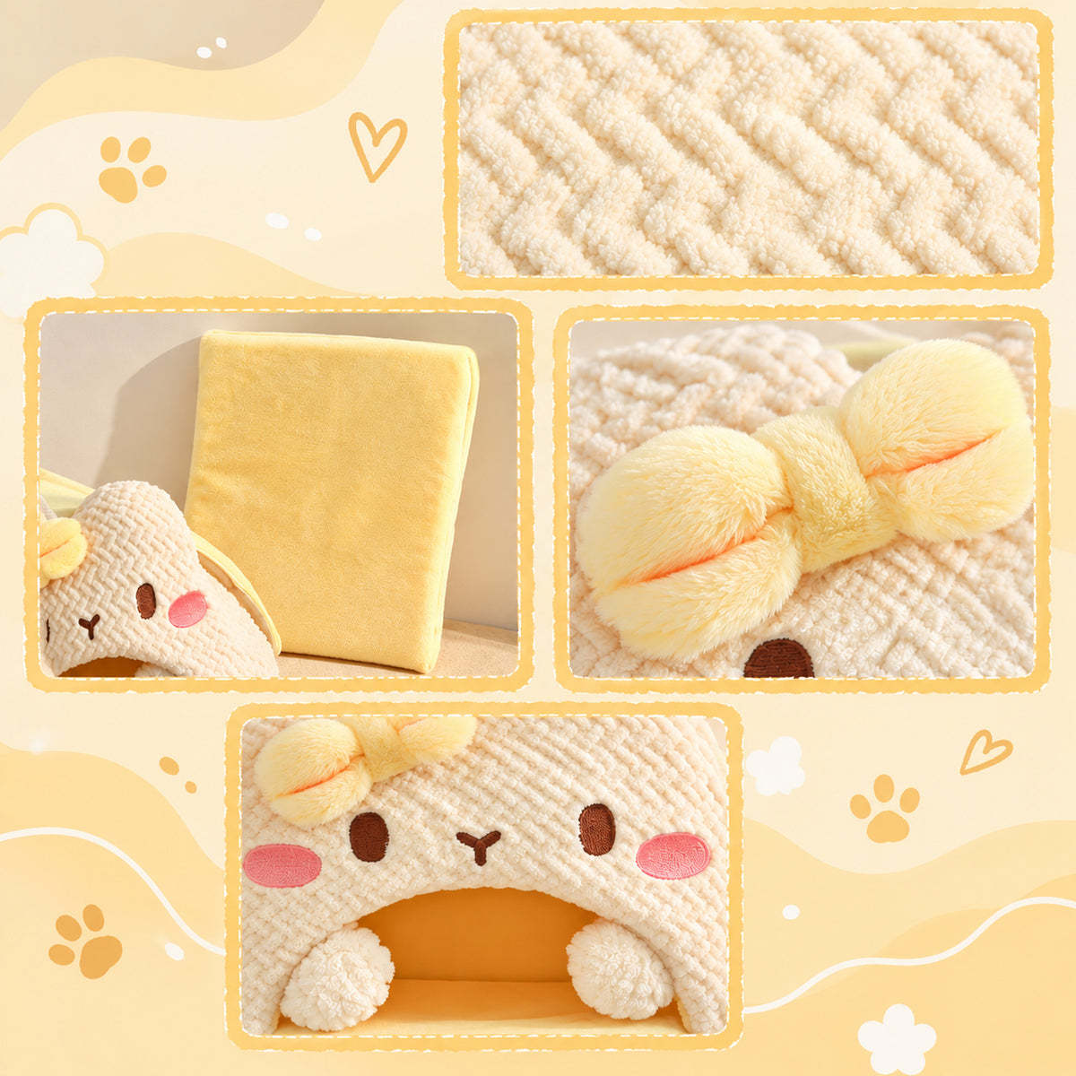 Small Dog Bed & Cat Bed | Washable Bunny-Shaped Cave | Cosy All-Season Hideaway