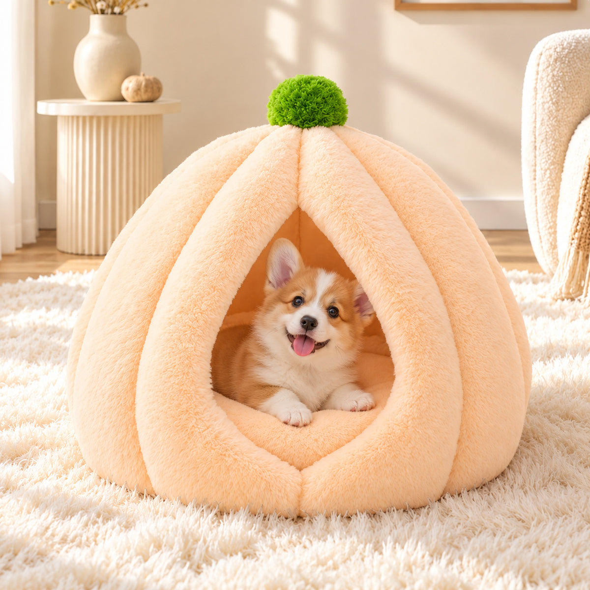 Pumpkin Cat Bed & Dog Bed | Cosy Winter Cave