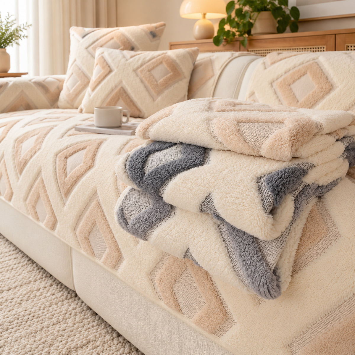 Winter Sofa Cover | Soft Cotton Fleece Non-Slip Sofa Protector
