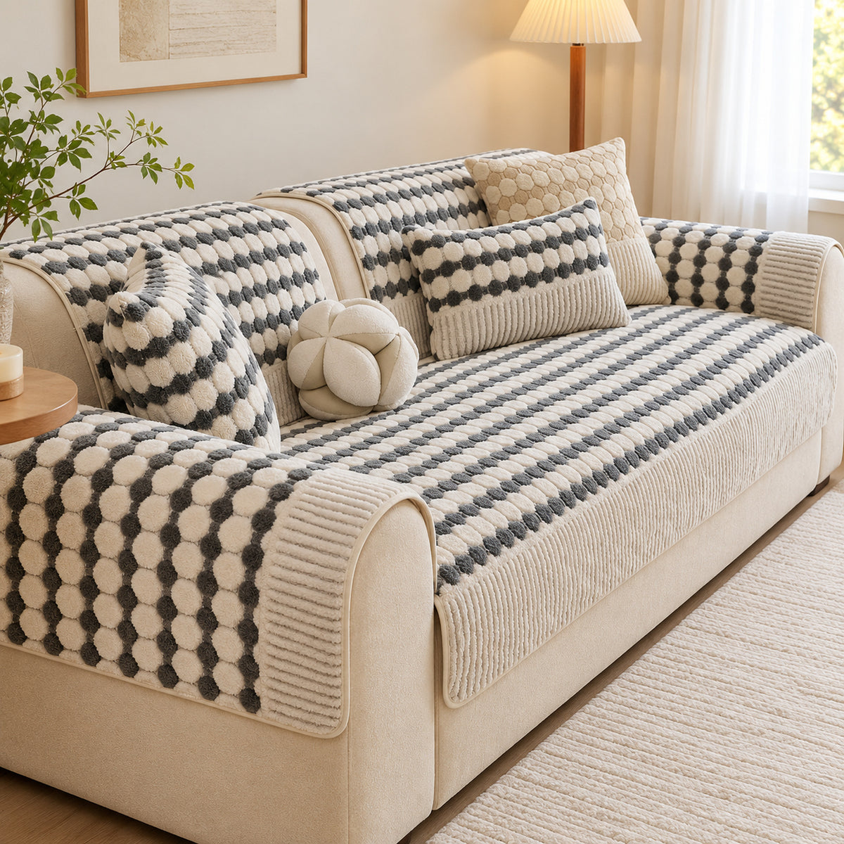 Bubble Textured Sofa Cover | Non-Slip Washable | Sofa Protector