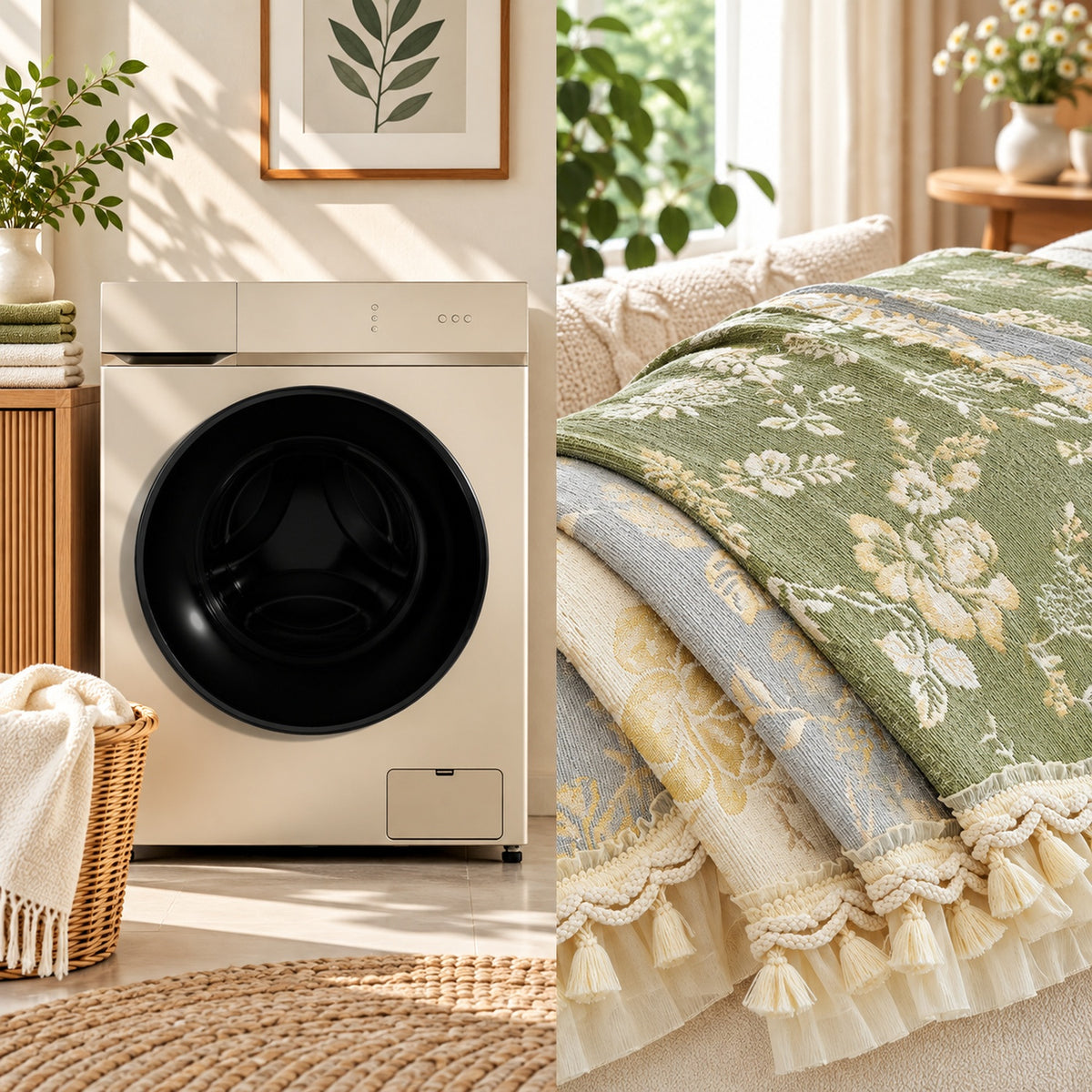 Sofa Cover | Non-Slip & Machine Washable | Chateau Rose Floral Chenille