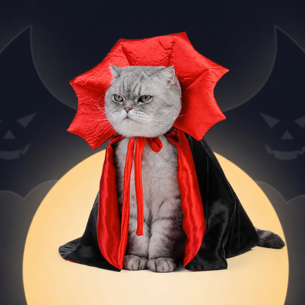 Vampire Cape Pet Costume | Adjustable Halloween Outfit for Dogs & Cats