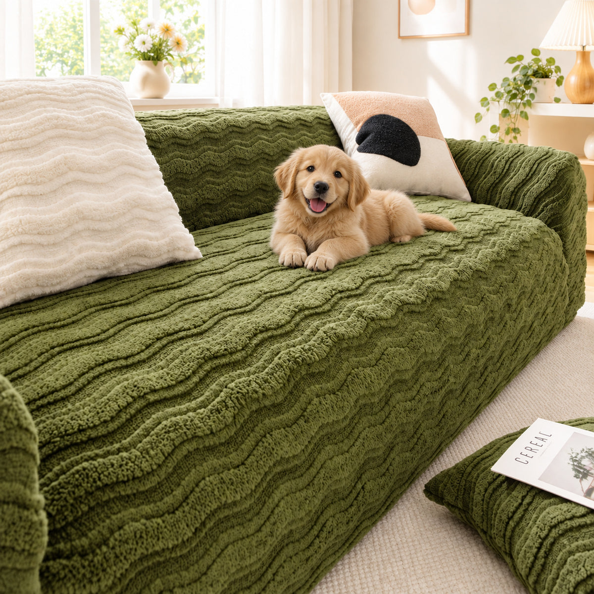 Sofa Cover | Winter Flannel Sofa Protector | Washable & Anti-Scratch