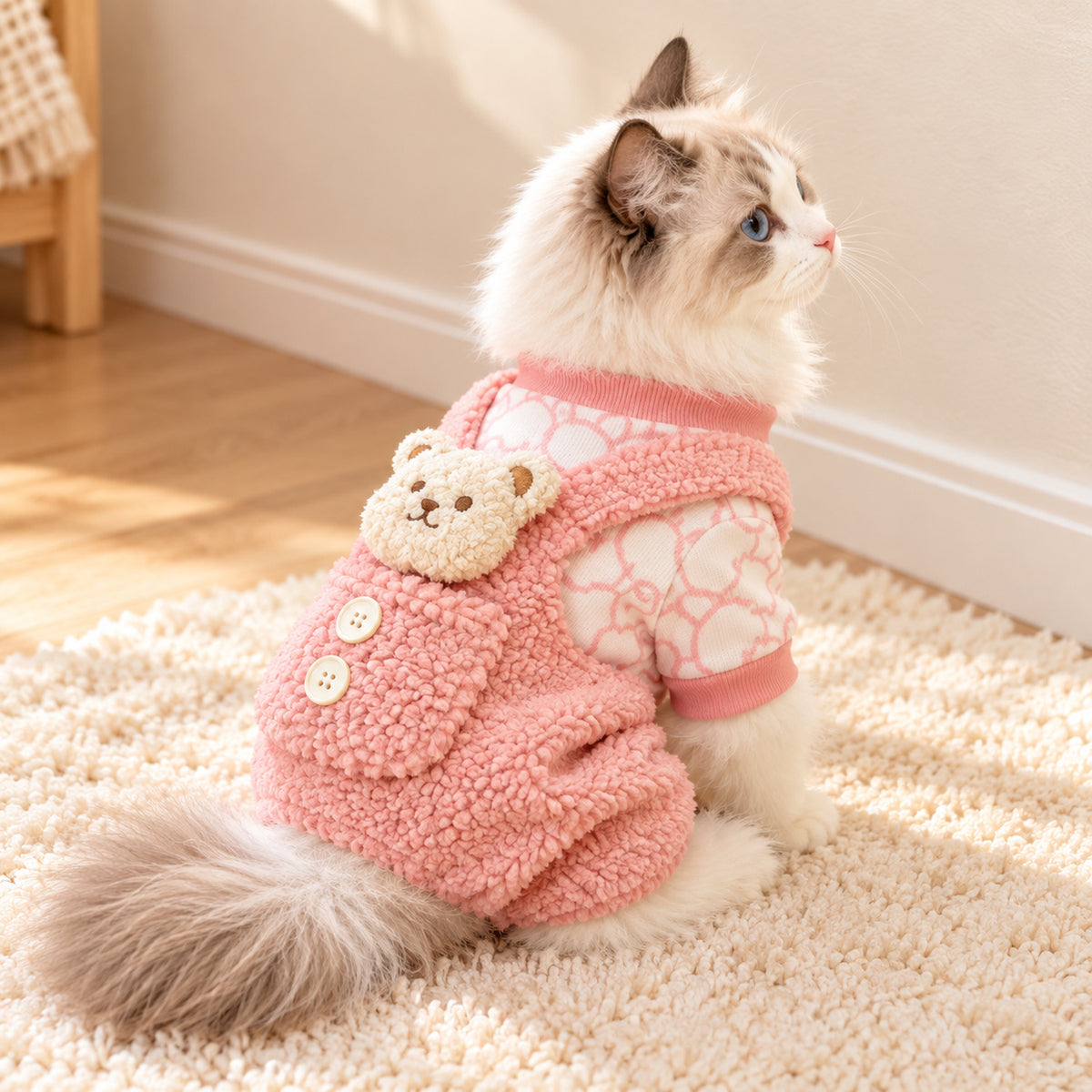 Dog Jumper with Teddy Bear Detail | Cosy Winter Outfit for Dogs & Cats