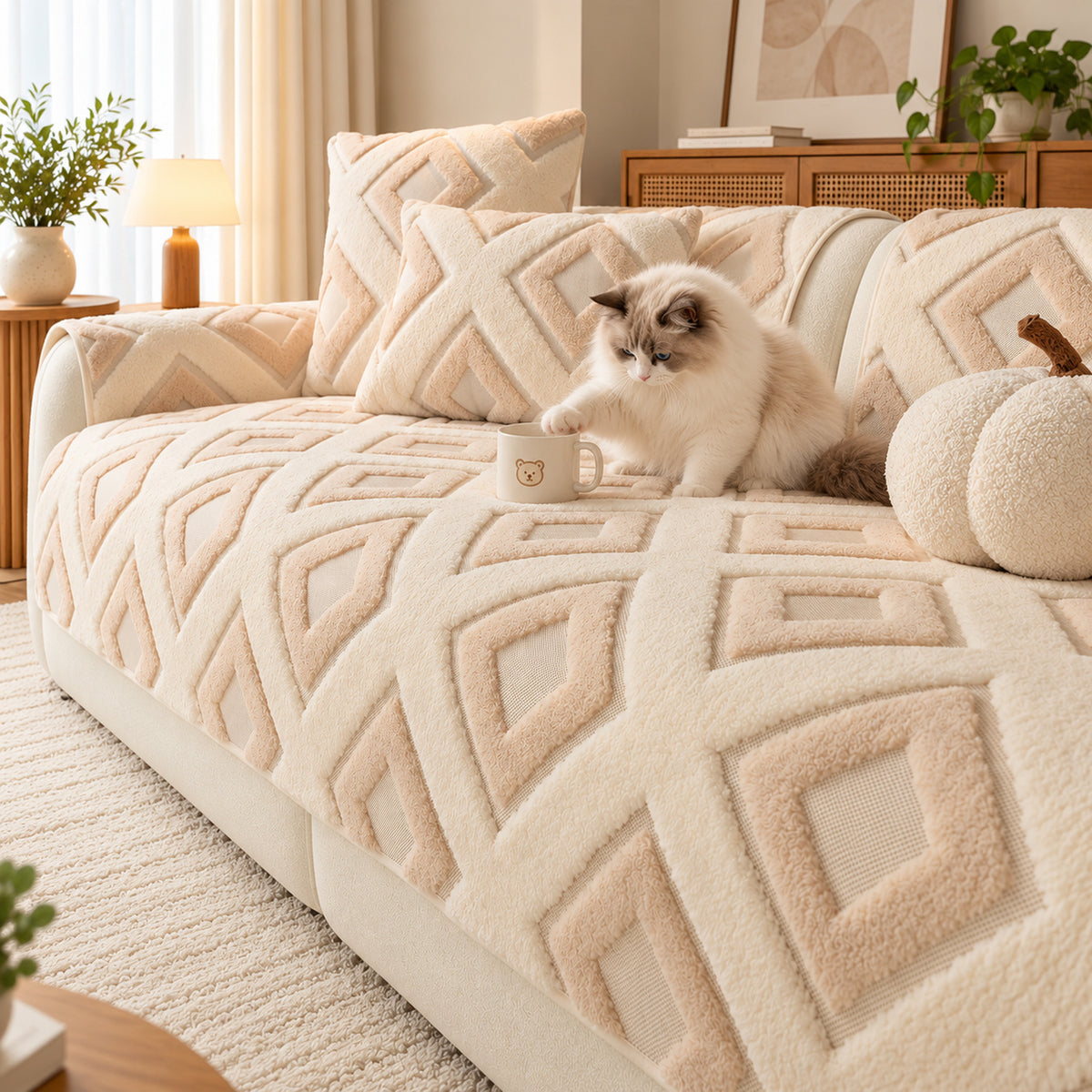 Winter Sofa Cover | Soft Cotton Fleece Non-Slip Sofa Protector