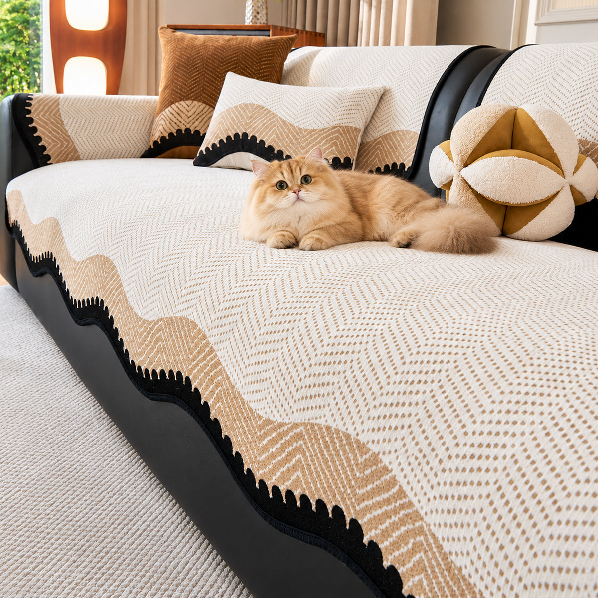 Chenille Sofa Cover | Wavy Edge Non-Slip | Machine Washable
