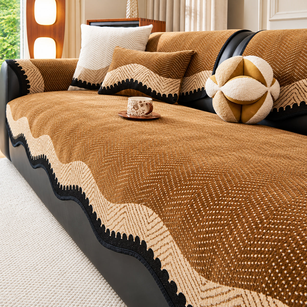 Chenille Sofa Cover | Wavy Edge Non-Slip | Machine Washable