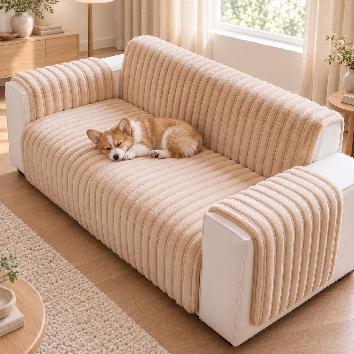 Waterproof Sofa & Recliner Cover | Ribbed Plush | Non-Slip, Machine Washable