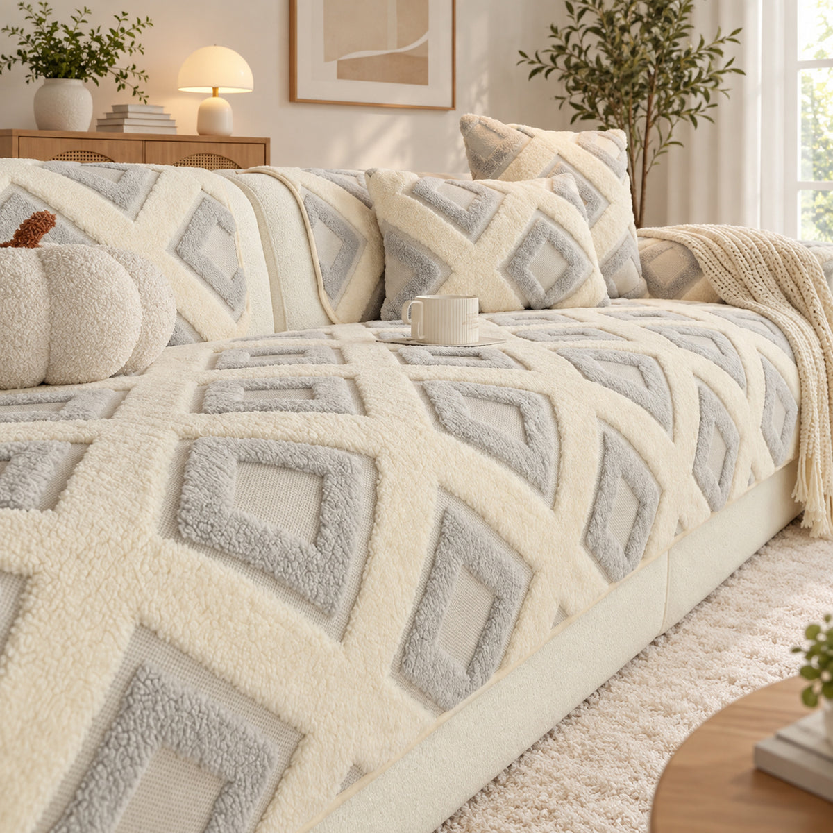 Winter Sofa Cover | Soft Cotton Fleece Non-Slip Sofa Protector