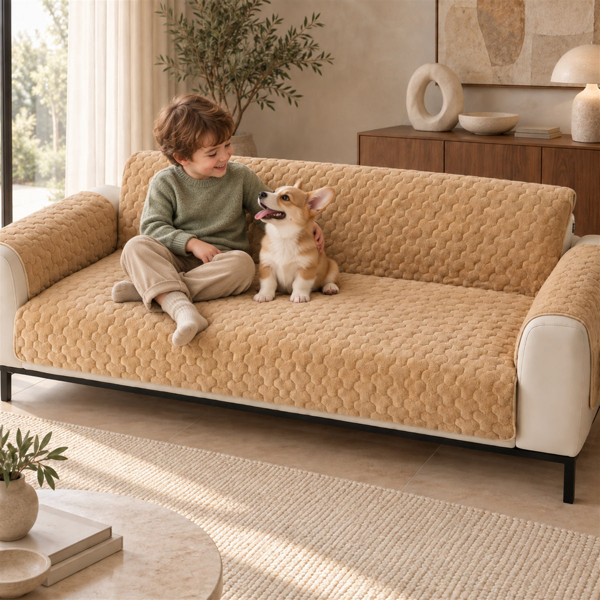 One-Piece Sofa & Recliner Cover | Non-Slip, Machine Washable