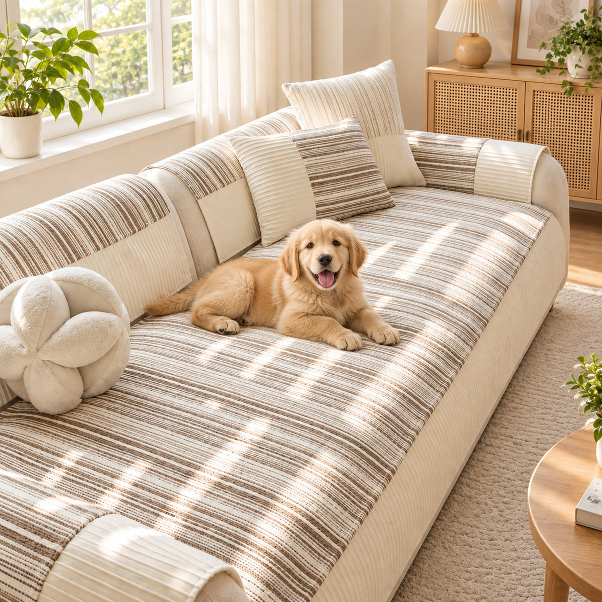 Chenille Sofa Cover | Cat-Scratch-Resistant, Non-Slip Sofa Protector