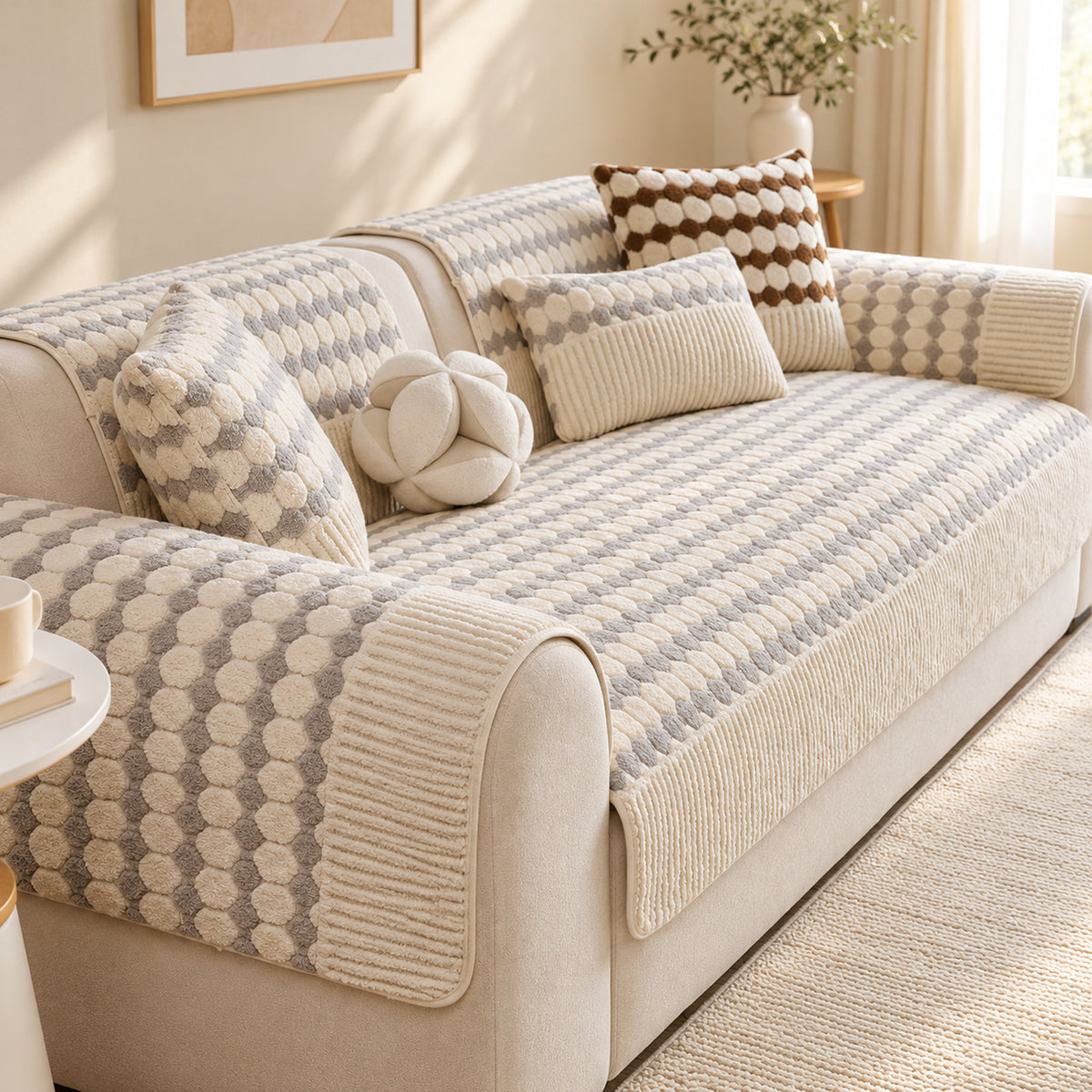 Bubble Textured Sofa Cover | Non-Slip Washable | Sofa Protector