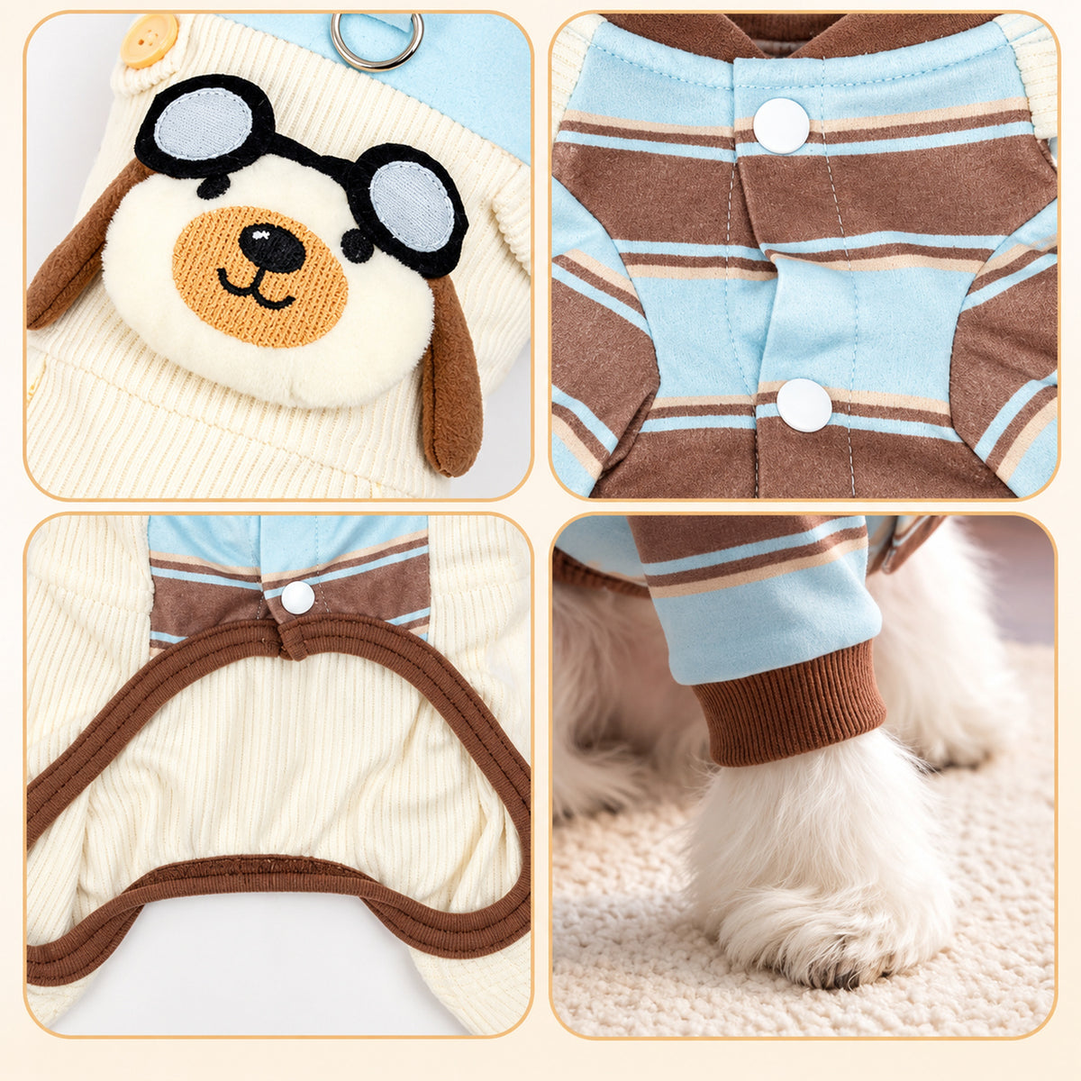 Dog Coat | Corduroy Teddy Dog Overalls for Autumn & Winter