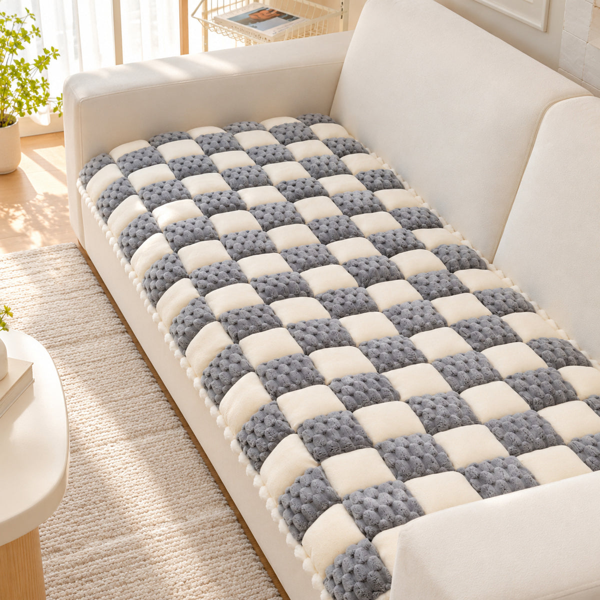 Quilted Plush Sofa Cover | Non-Slip Sofa Protector | Machine Washable