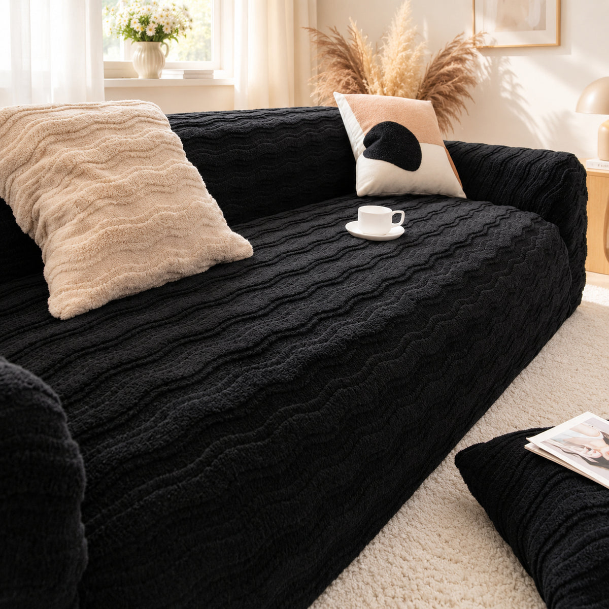 Sofa Cover | Winter Flannel Sofa Protector | Washable & Anti-Scratch