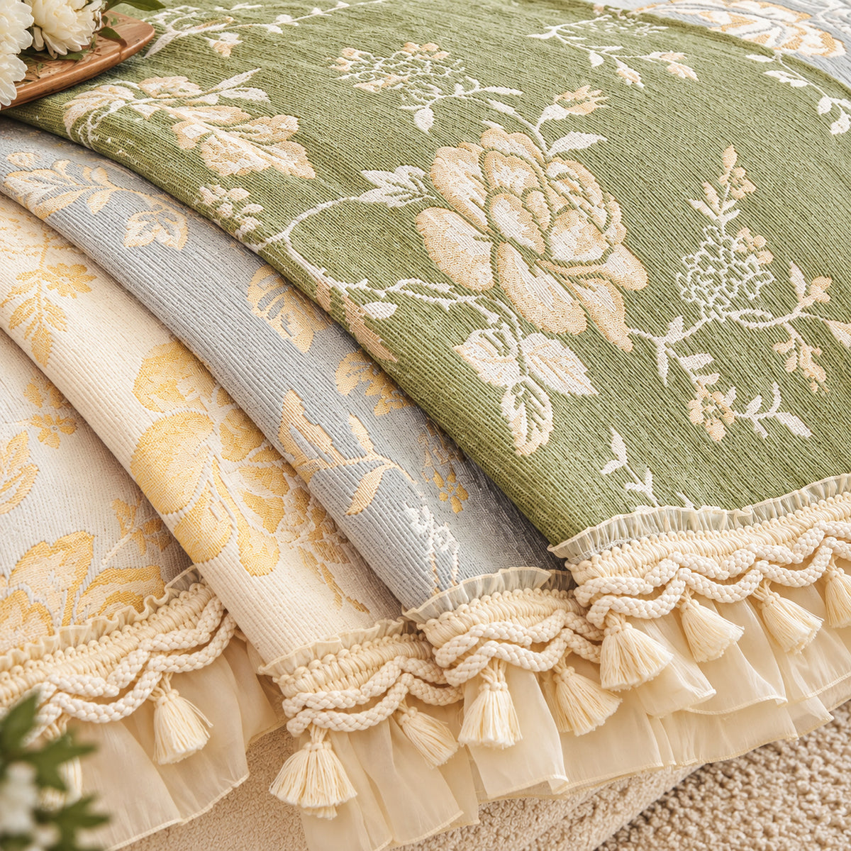 Sofa Cover | Non-Slip & Machine Washable | Chateau Rose Floral Chenille