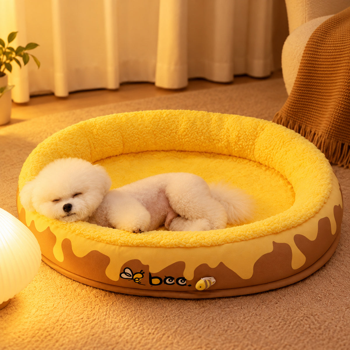 Honey Pot Dog Bed & Cat Bed | All-Season Washable Pet Bed | Flannel
