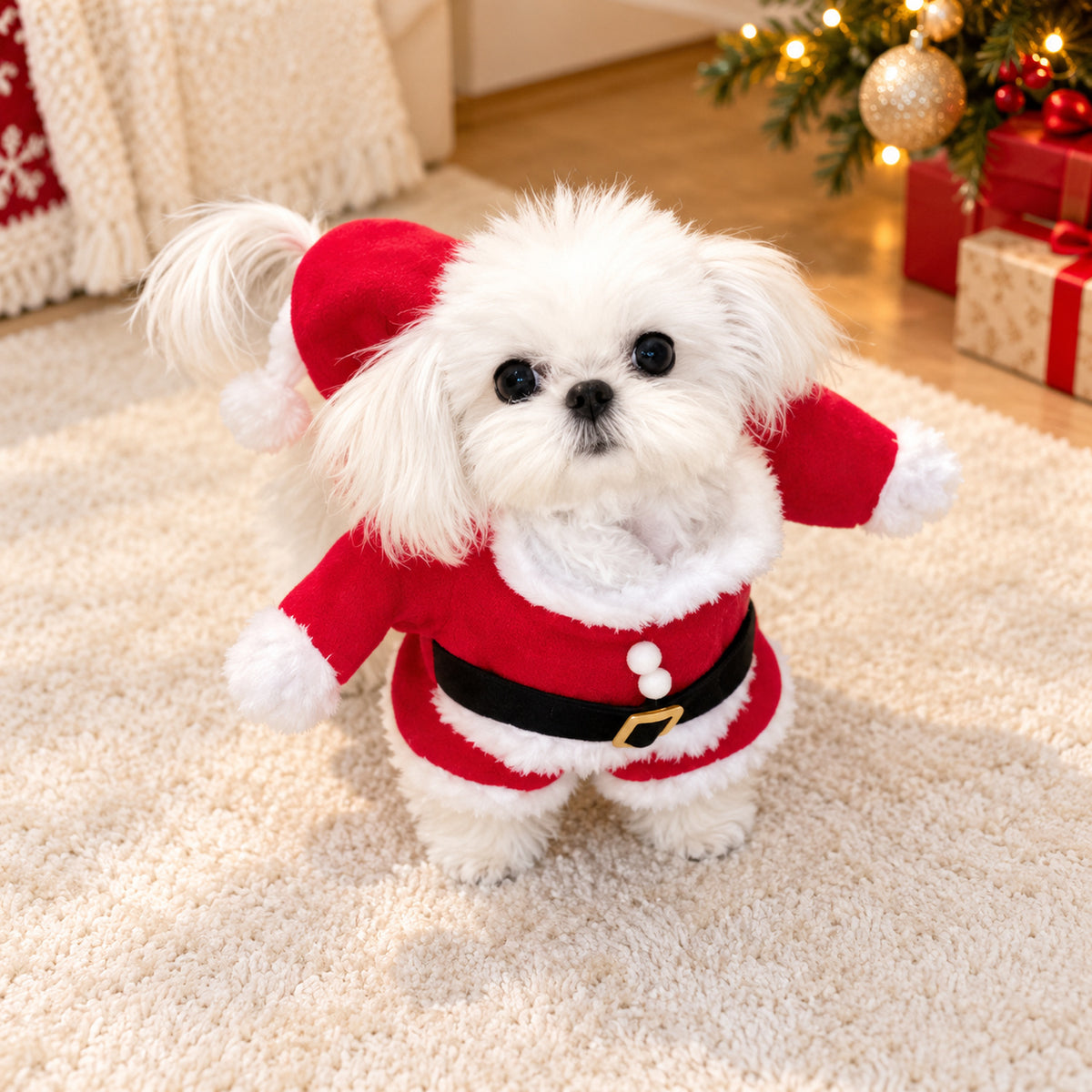 Christmas Dog Outfit | Santa Claus Costume with Hat for Dog & Cat