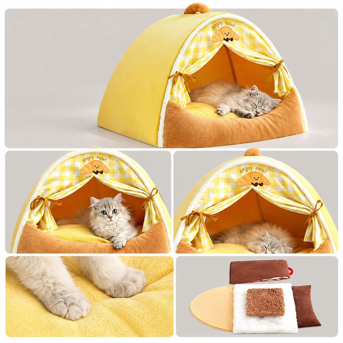 Dog Bed & Cat Bed | All-Season Cave with Washable Cushion & Non-Slip Base