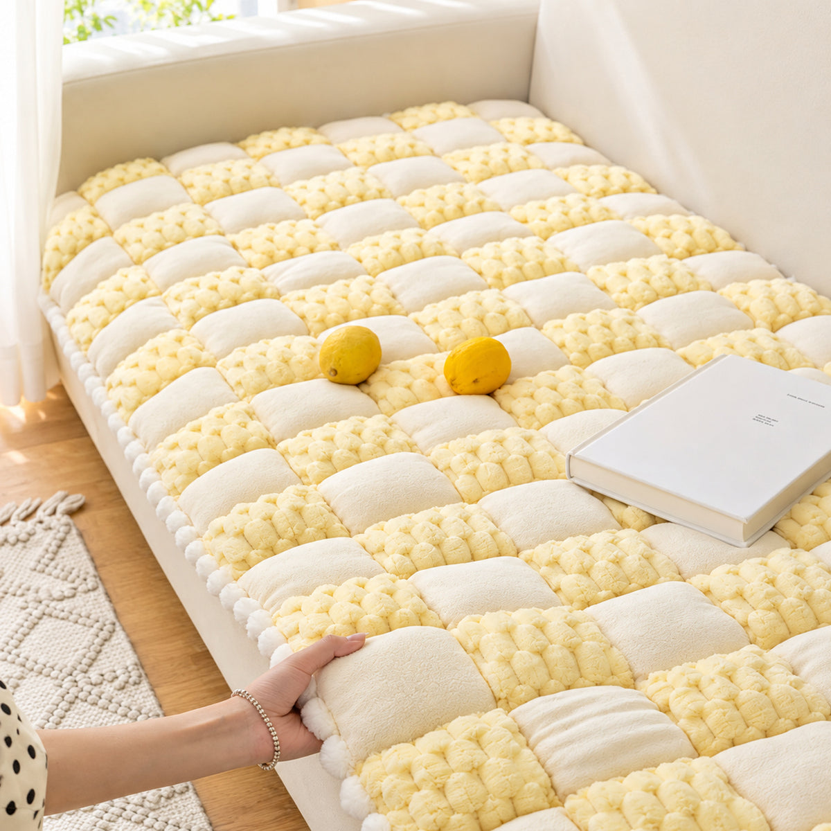 Quilted Plush Sofa Cover | Non-Slip Sofa Protector | Machine Washable