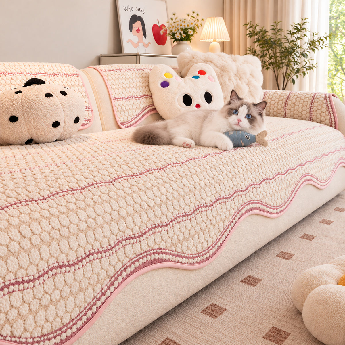 Puffy Bubble Sofa Cover | Soft, Non-Slip & Machine Washable