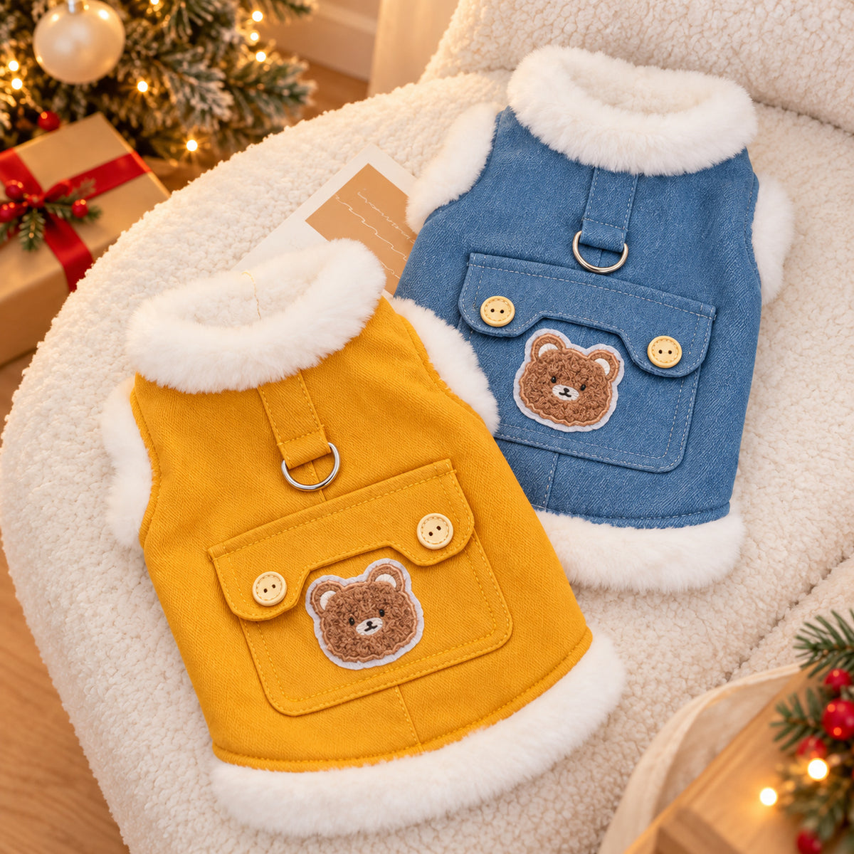 Winter Dog Jumper with Teddy Bear Pocket | Cosy Pet Sweater