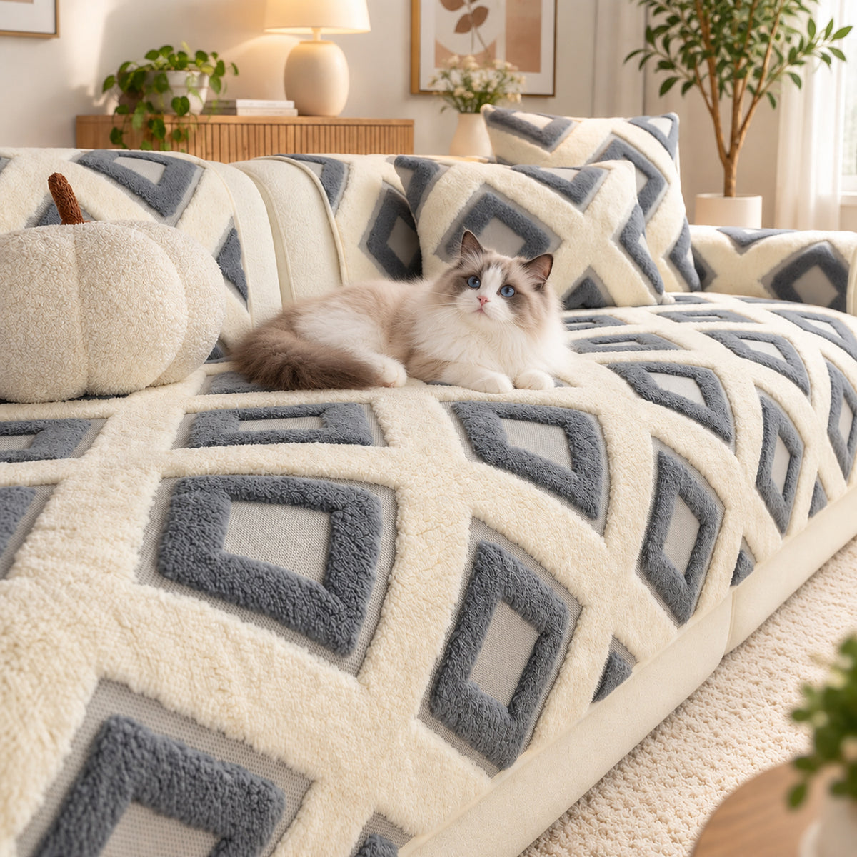 Winter Sofa Cover | Soft Cotton Fleece Non-Slip Sofa Protector