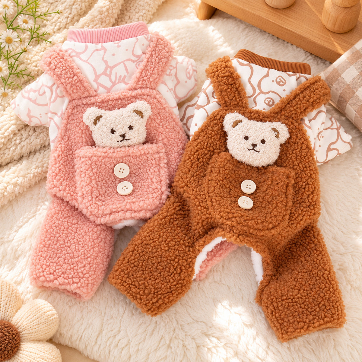 Dog Jumper with Teddy Bear Detail | Cosy Winter Outfit for Dogs & Cats