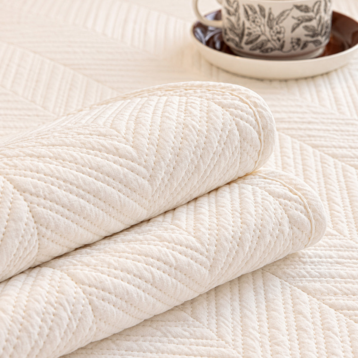 Cotton Herringbone Sofa Cover | Non-Slip Sofa Protector | Machine Washable